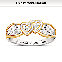 Two Hearts, One Promise Personalized Diamond Ring