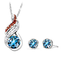 Spirit Of America Jewelry Set With 3 Star-Cut Blue Topaz