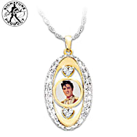 Elvis Presley Pendant Necklace With Crystals