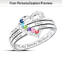 Birthstone My Family, My Heart Personalized Ring