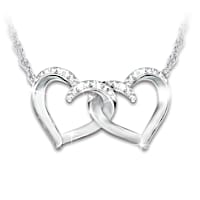"Close At Heart" Sisters Sterling Silver Crystal Necklace