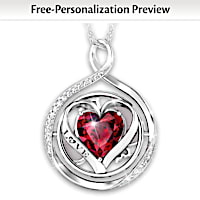 Crystal Birthstone Personalized Flip Pendant Necklace