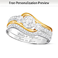 Love's Endless Embrace Personalized Diamond Ring Set