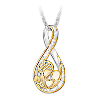 Mother And Child Genuine Diamond Infinity Pendant Necklace