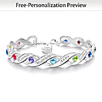 Personalized Mother's Bracelet With Up To 12 Birthstones And Names