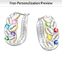 "Our Family Of Joy" Personalized Crystal Birthstone Earrings