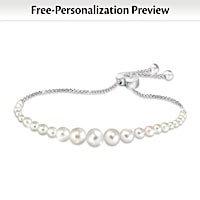 Diamond Grandma's Pearls Of Wisdom Personalized  Bracelet