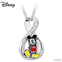 Disney Mickey Mouse Infinity Necklace With Collector Cards
