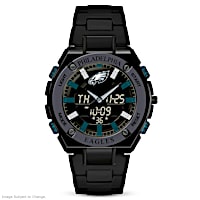 "It's Eagles Time!" Men's Ani-Digi Stainless Steel Watch