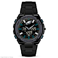 "It's Eagles Time!" Men's Ani-Digi Stainless Steel Watch