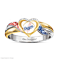 Los Angeles Dodgers Pride Ring With Team-Color Crystals