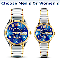 "God Bless America" Two-Tone Watch With American Flag Design
