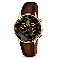 John Wayne Leather-Stitched Chronograph Quartz Men's Watch