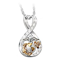 "I Love My Marine" Women's Crystal Necklace