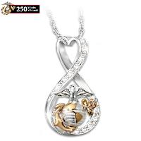 "I Love My Marine" Women's Crystal Necklace