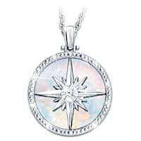 "Always My Daughter" Diamond Compass Rose Pendant Necklace