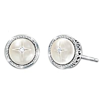 God's Pearls Of Wisdom Mother-Of-Pearl And Diamond Earrings
