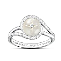 "God's Pearl Of Wisdom" Mother-Of-Pearl And Diamond Ring