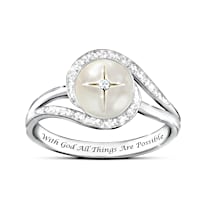 Genuine Diamond & Mother-Of-Pearl God's Pearl Of Wisdom Ring