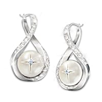 "God's Pearls Of Wisdom" Diamond Infinity Cross Earrings