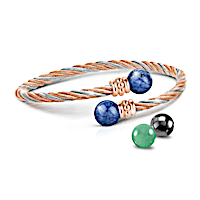 Cable Bracelet With Copper And Interchangeable Gemstones