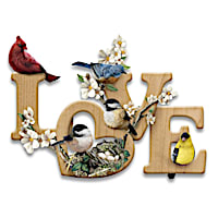 "LOVE In Bloom" Sculptural Songbird Wall Decor