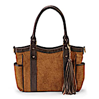 Mexican Tooled Genuine Leather Handbag With Removable Strap