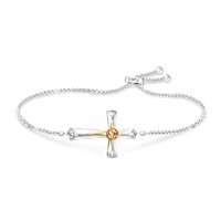 Diamond Grounded In Faith Holy Land Sand Cross Bracelet