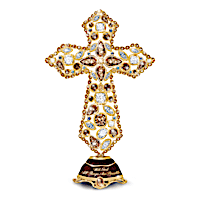 "Faith" Musical Mosaic Cross With Multi-Faceted Crystals