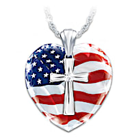 God Bless America Diamond Pendant Necklace