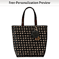 Black Tote Bag With Your Initials In Designer Pattern