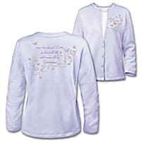 "Grandma's Loving Heart" Embroidered Cardigan Sweater
