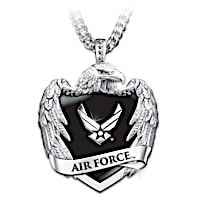 U.S. Air Force Stainless Steel Eagle Shield Pendant Necklace
