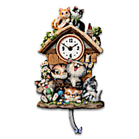"Frolicking Felines" Illuminated Musical Wall Clock