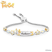 Tinker Bell "Believe" Bracelet With Crystal Beads And Charms