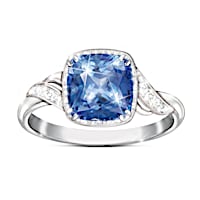 "Blue Splendor" Women's Blue Helenite And White Topaz Ring