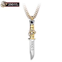 USMC Semper Fi Knife Pendant Necklace