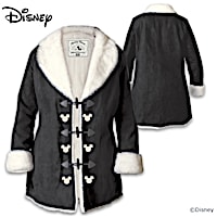 Disney Mickey Mouse Women's Faux Suede And Faux Fur Jacket