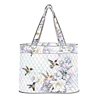 Lena Liu "Garden Treasures" Hummingbird Art Quilted Tote Bag