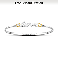 "Together In Love" Personalized Crystal Bangle Bracelet