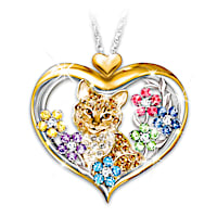 "The Purr-fect Garden" Pendant Necklace With Crystals