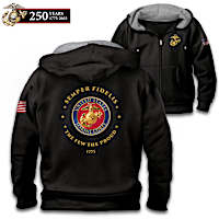 "Proud To Serve" U.S. Marines Embroidered Front-Zip Hoodie