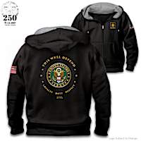 "Proud To Serve" U.S. Army Embroidered Front-Zip Hoodie