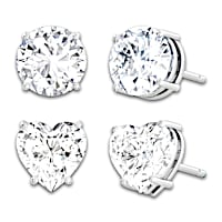 Classic Stud And Heart Shaped Earrings Set