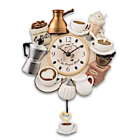 "The Perfect Blend" Sculptural Wall Clock With Cup Pendulum