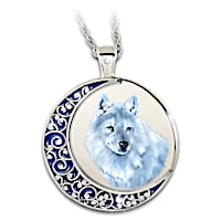 Glow-In-The-Dark Crystal Wolf Pendant Necklace