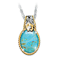 Turquoise And Diamond Country Rose Pendant Necklace