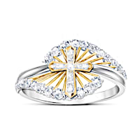 "Light Of Faith" Women's Religious White Topaz Ring