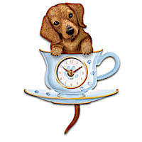 Dachshund Pup In A Cup Wall Clock