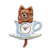 Pomeranian Pup In A Cup Wall Clock
